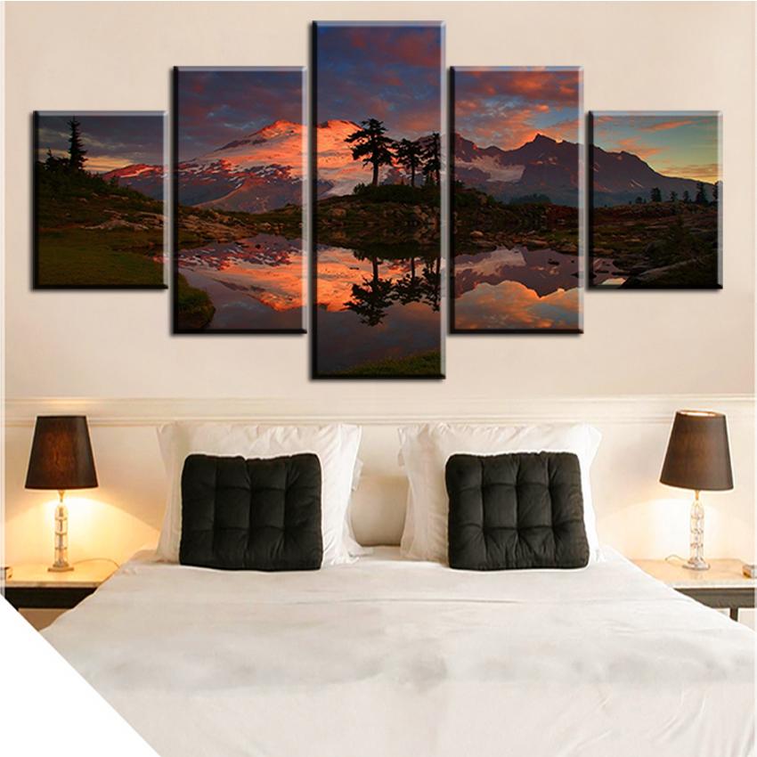 Beautiful Sunset Over The Snowy Mountain – Nature Canvas Wall Art