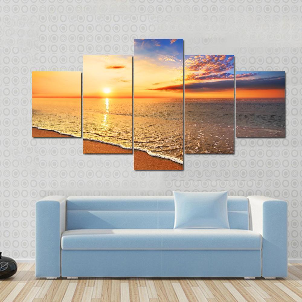 Beautiful Tropical Sunrise On The Beach – Nature Canvas Wall Art