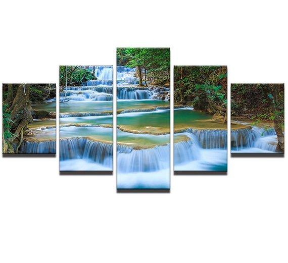 Beautiful Waterfall Woods Nature Forest Waterfalls Modern – Nature Canvas Wall Art