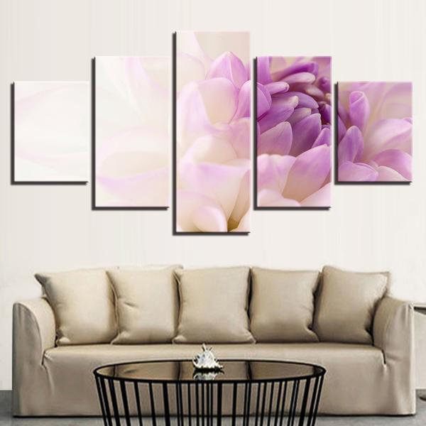 Beautiful White Purple Flowers 01 – Nature Canvas Wall Art