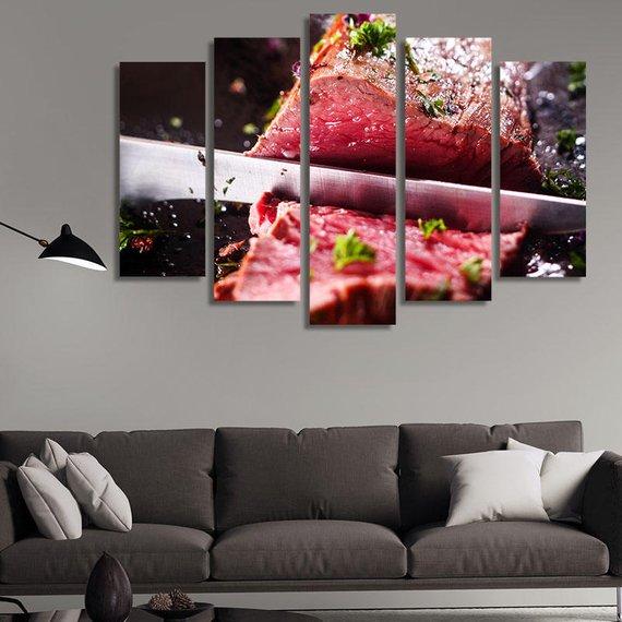 Beef Cuts Black Angus Meat Slicer Restaurant – Kitchen Canvas Wall Art