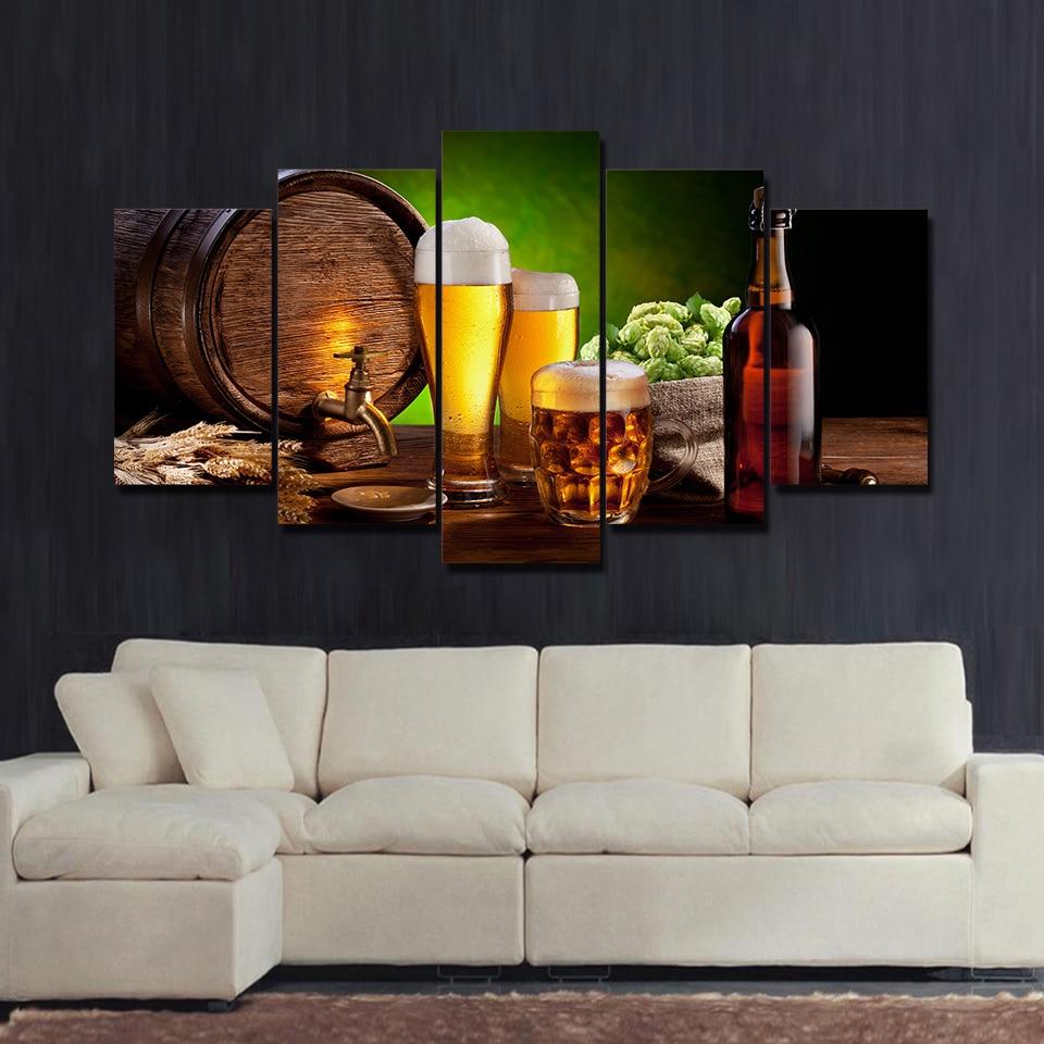 Beer Barrel Bottle Hop Malt – Wine Canvas Wall Art