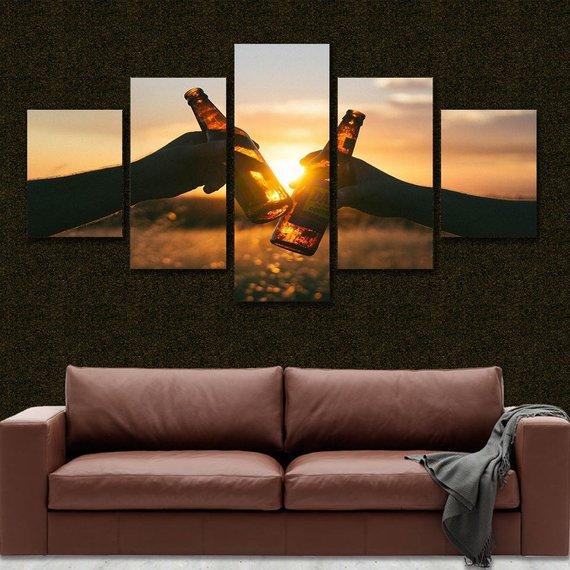 Beer Cheers Beer Sunset – Nature Canvas Wall Art