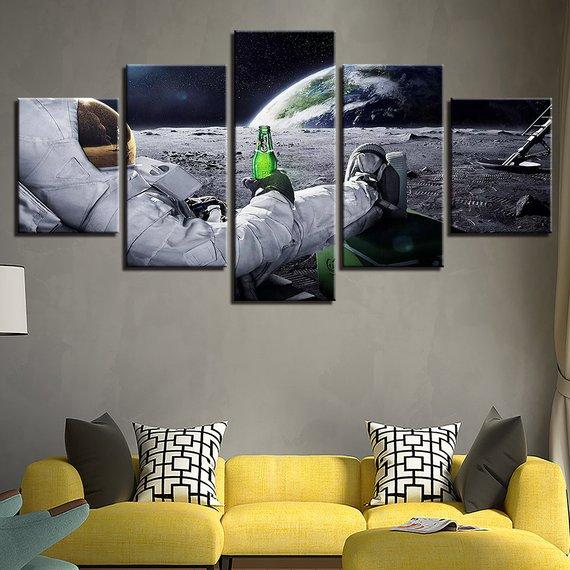 Beer Drinking Astronaut – Space Canvas Wall Art
