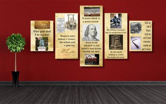 Benjamin Franklin – Famous Person 5 Panel Wall D�Cor Canvas Wall Art