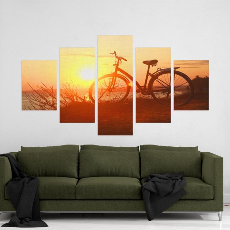 Bicycle On The Beach At Sunrise – Sport Canvas Wall Art