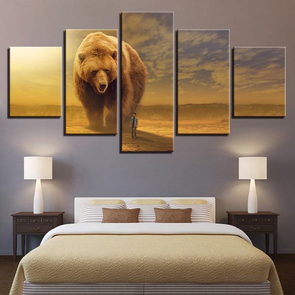 Big Brown Bear – Abstract Animal Canvas Wall Art