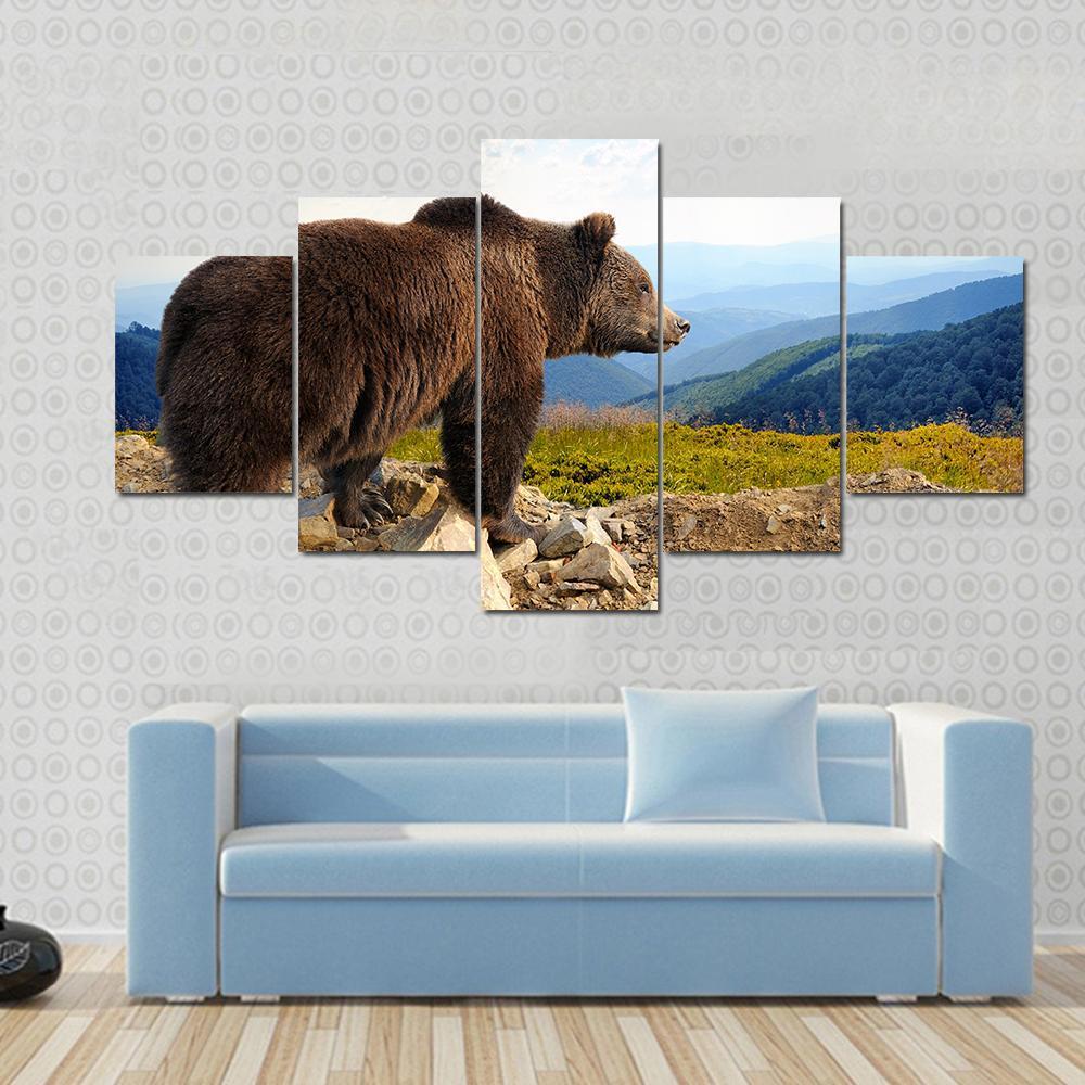 Big Brown Bear In The Mountain – Animal Canvas Wall Art