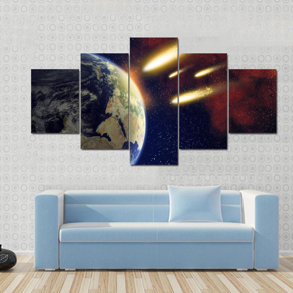 Big Comets Approching Planet Earth Atmosphere – Space Canvas Wall Art