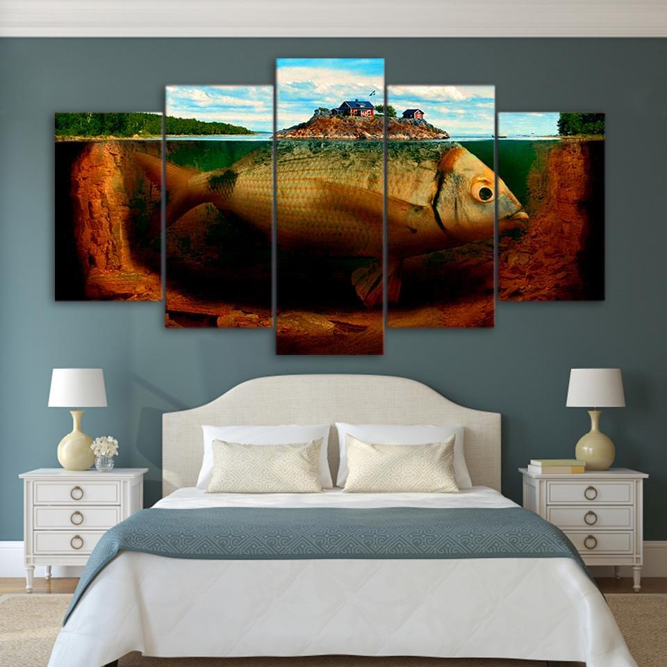 Big Fish Island – Abstract Animal Canvas Wall Art