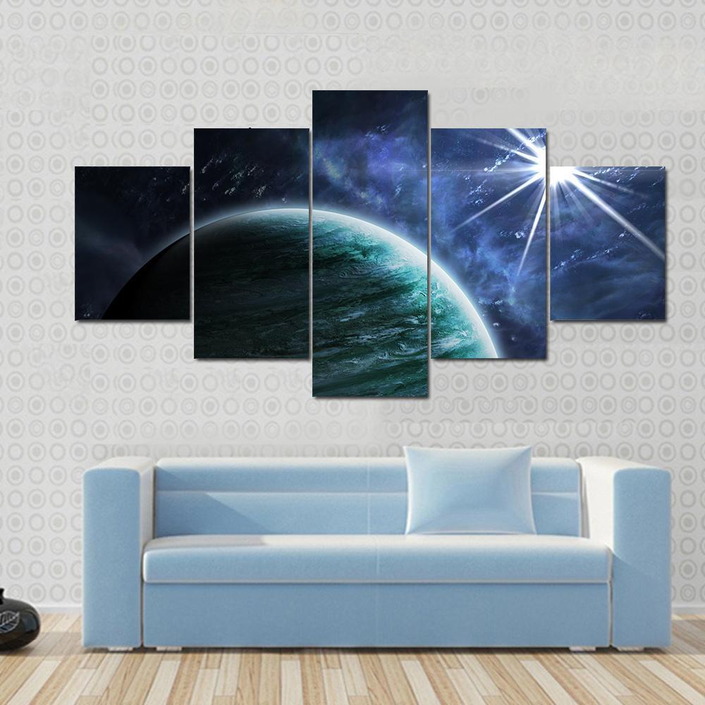 Big Gassy Planet And Shining Star – Space Canvas Wall Art