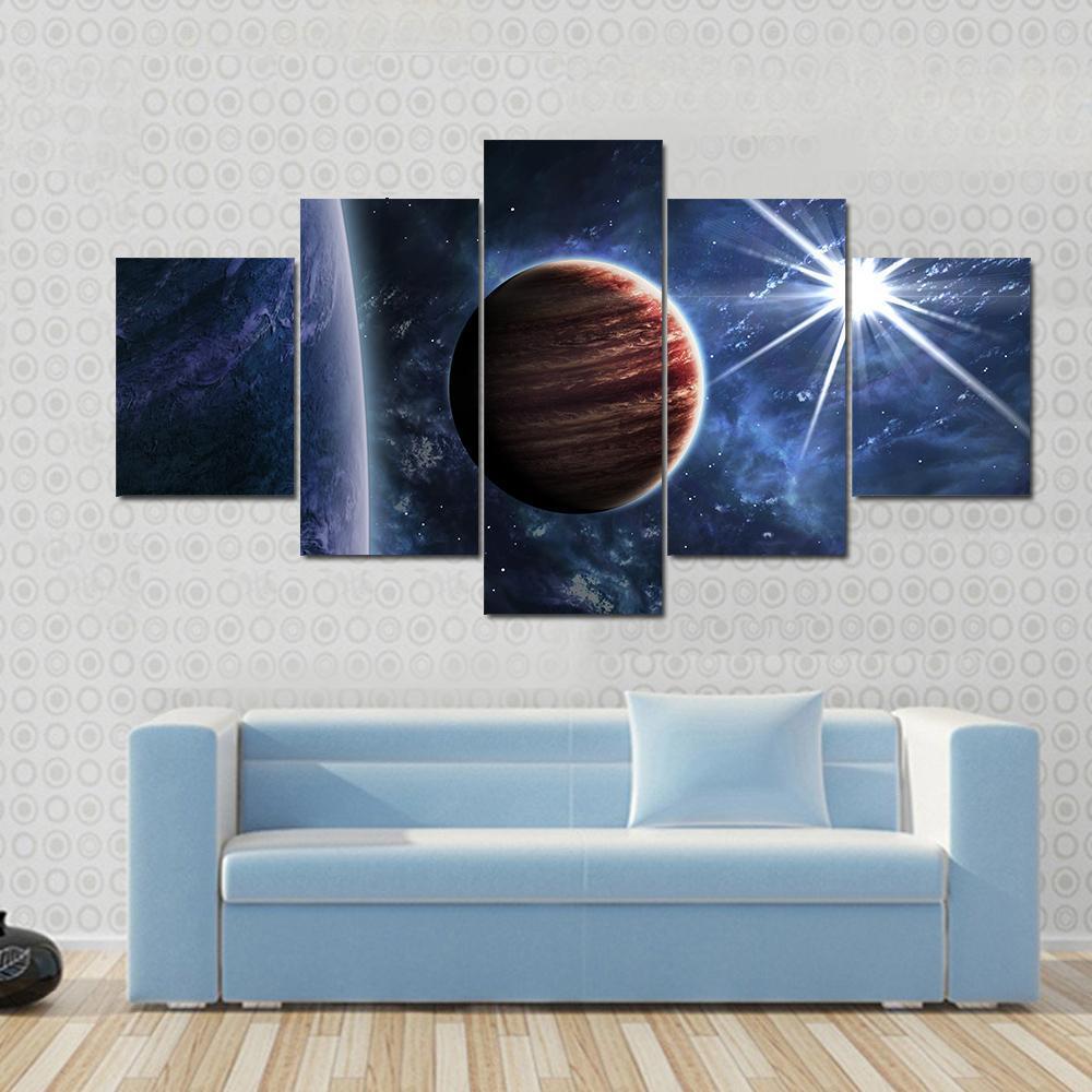 Big Planet Moon And Star – Space Canvas Wall Art