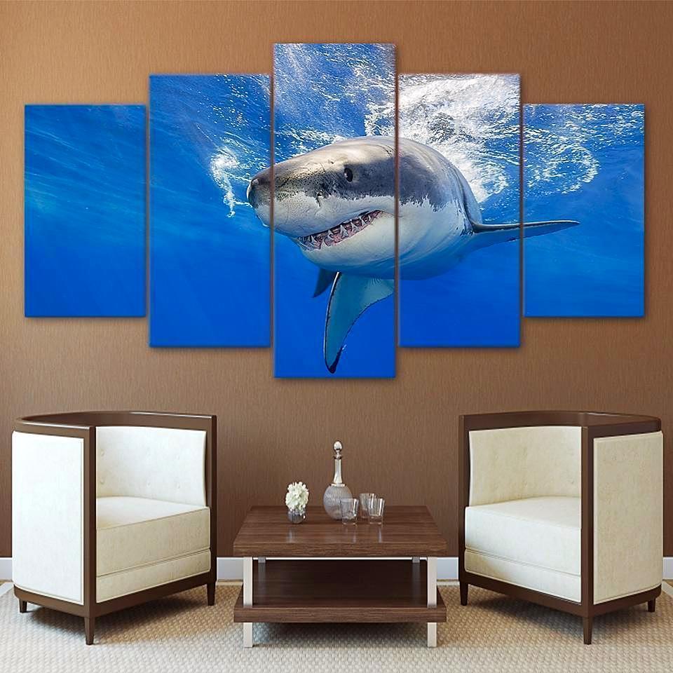 Big White Shark Animal – Canvas Wall Art