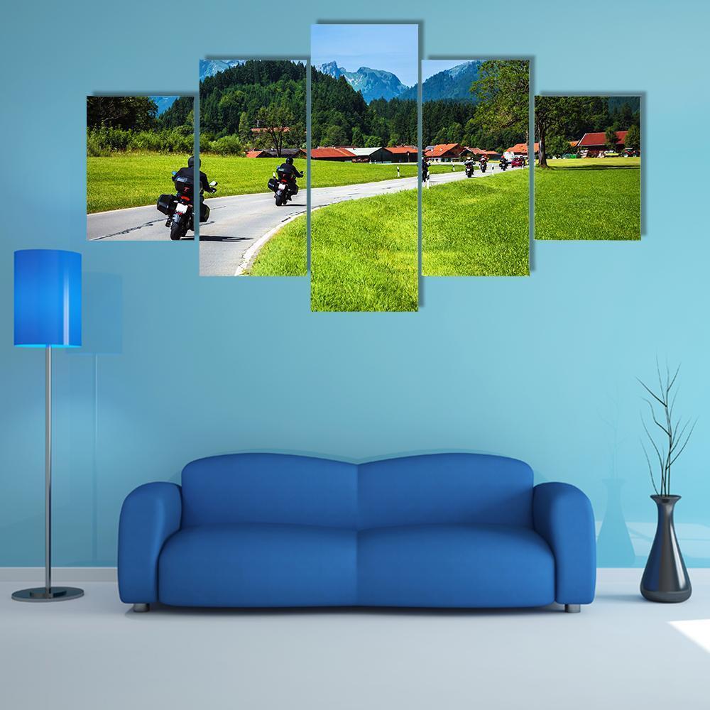 Bikers On Mountainous Road – Nature Canvas Wall Art
