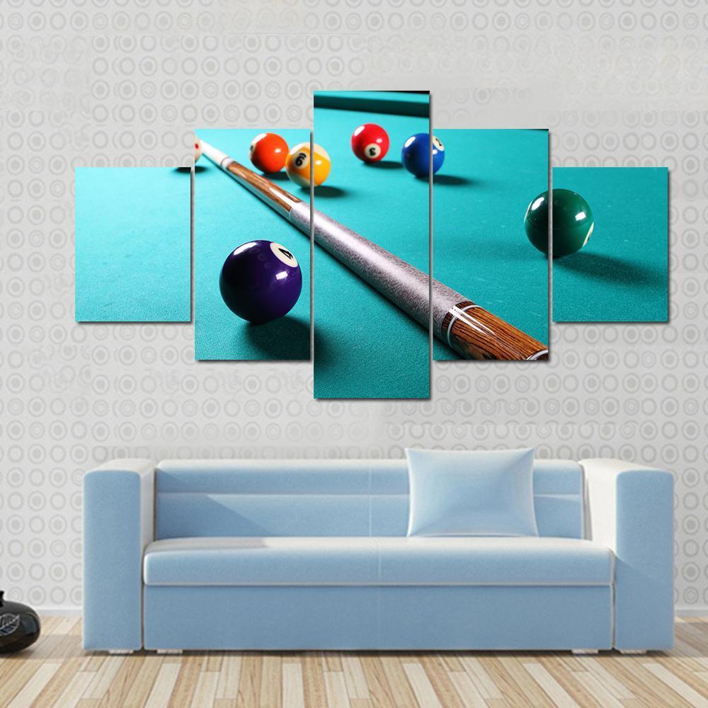 Billiard Table With Balls Close-Up Narrow Depth Of Field – Sport Canvas Wall Art