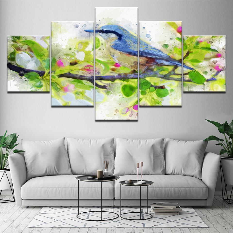 Bird Stood On The Branch Abstract – Anima Canvas Wall Art