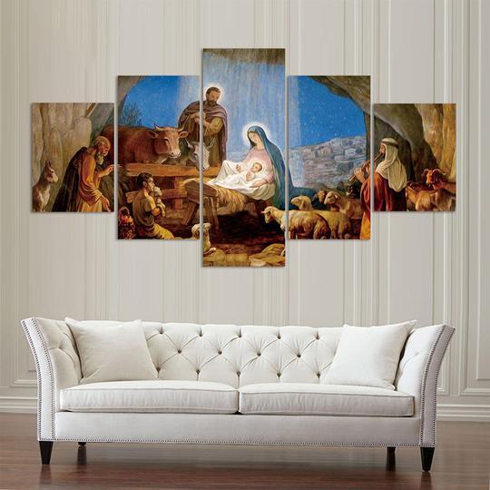 Birth Of Jesus Nativity – Religion Canvas Wall Art
