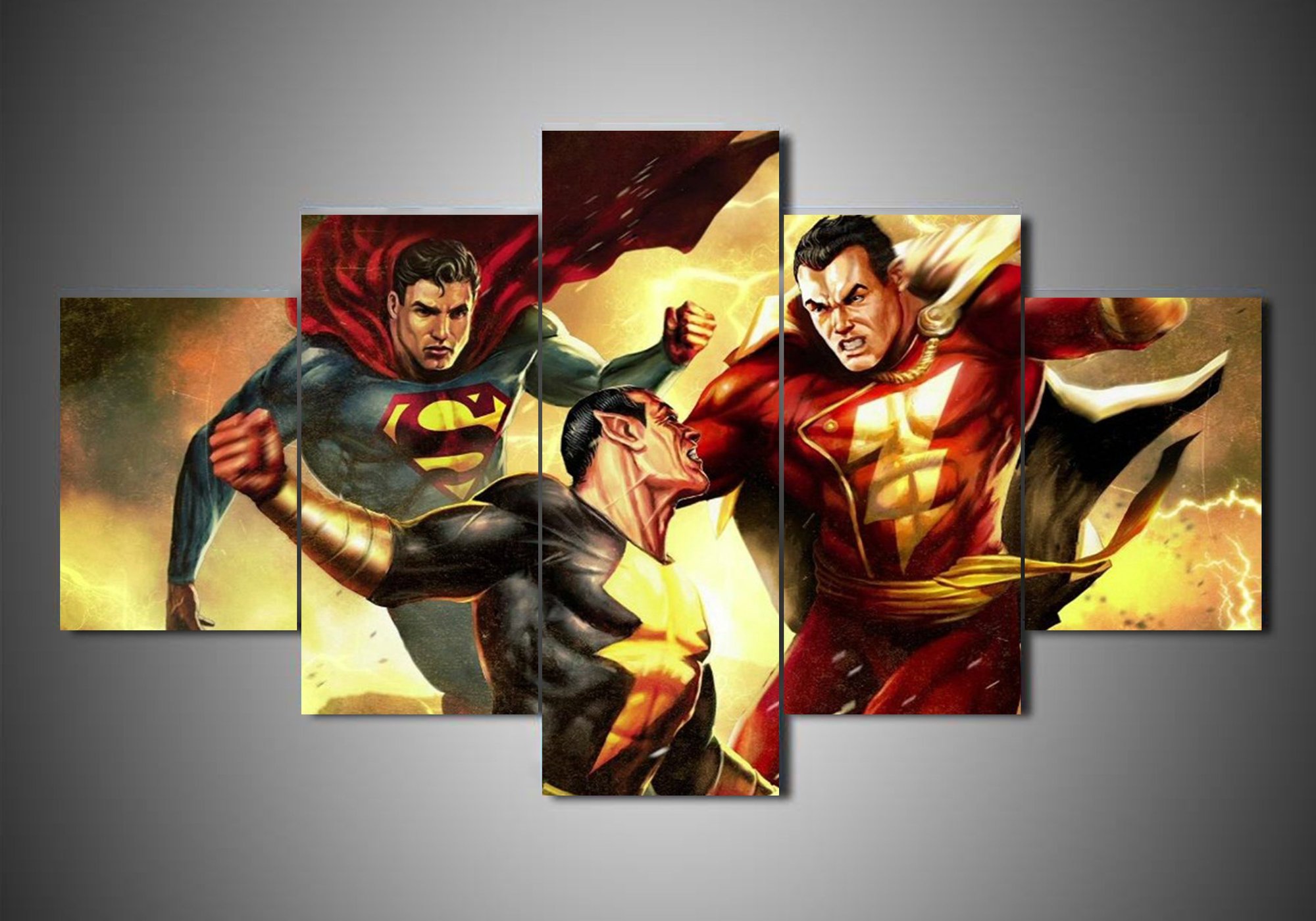 Black Adam Superman And Shazam Canvas Wall Art