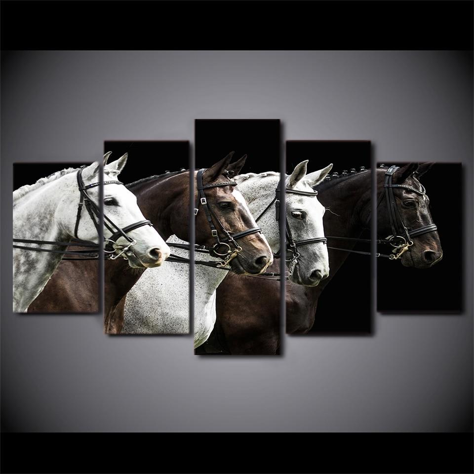 Black And Brown Horse Race 1 – Animal Canvas Wall Art