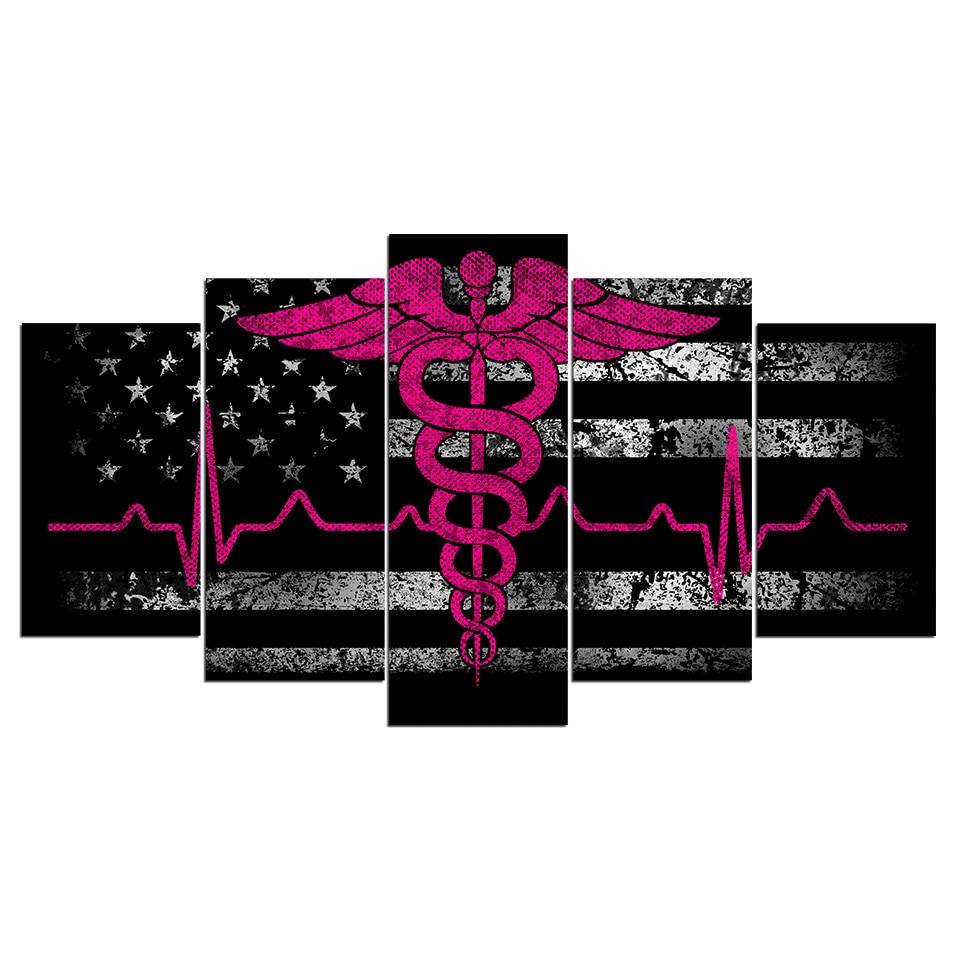Black And White American Flag Pink 01 – Abstract Canvas Wall Art
