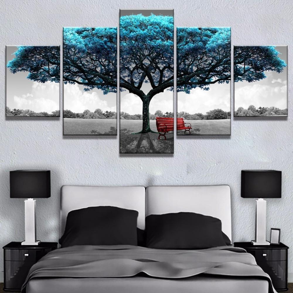 Black And White Blue Tree – Nature Canvas Wall Art