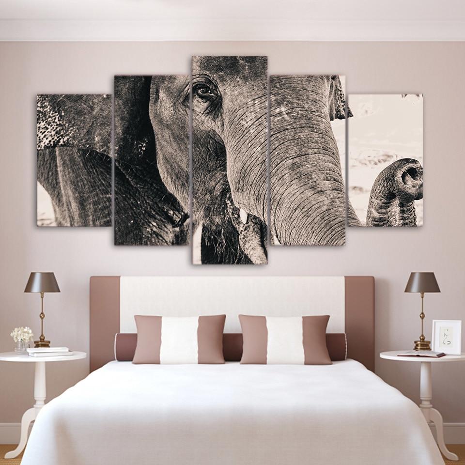 Black And White Elephant 01 – Animal Canvas Wall Art