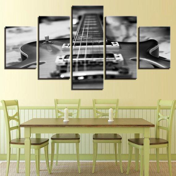 Black And White Guitar 2 – Music Canvas Wall Art