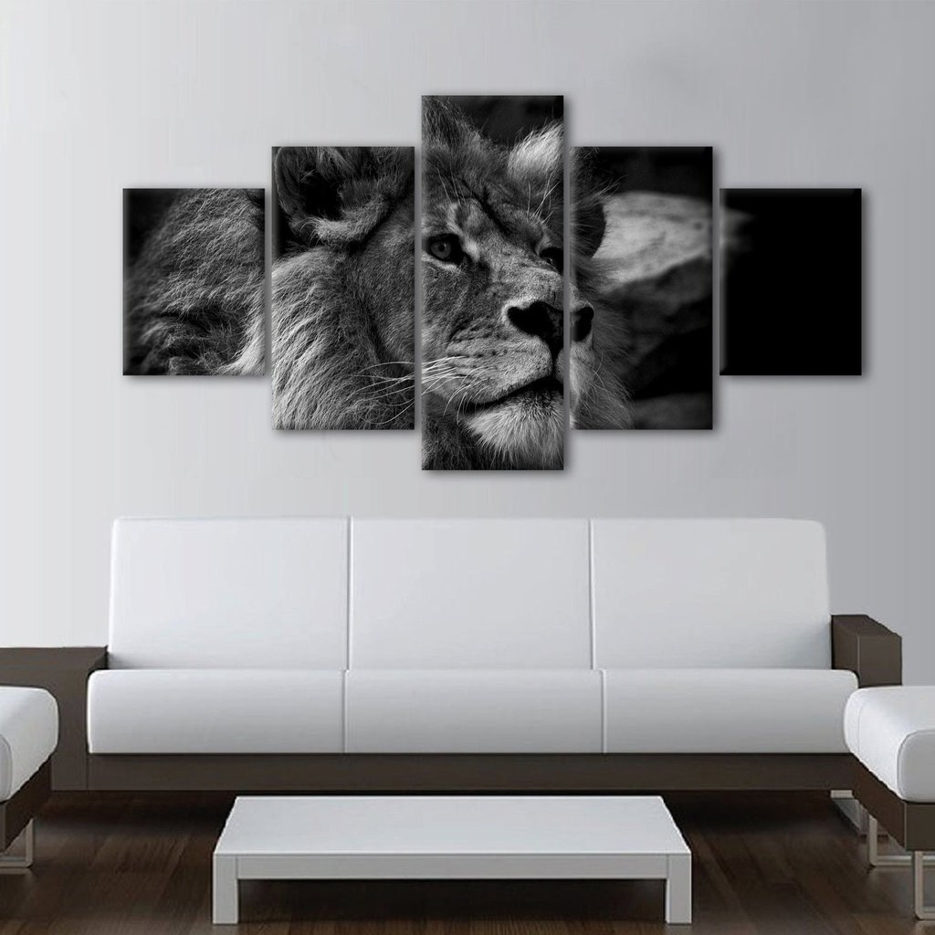 Black And White Lion 1 – Animal Canvas Wall Art