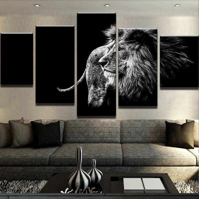 Black And White Lion Animal – Canvas Wall Art