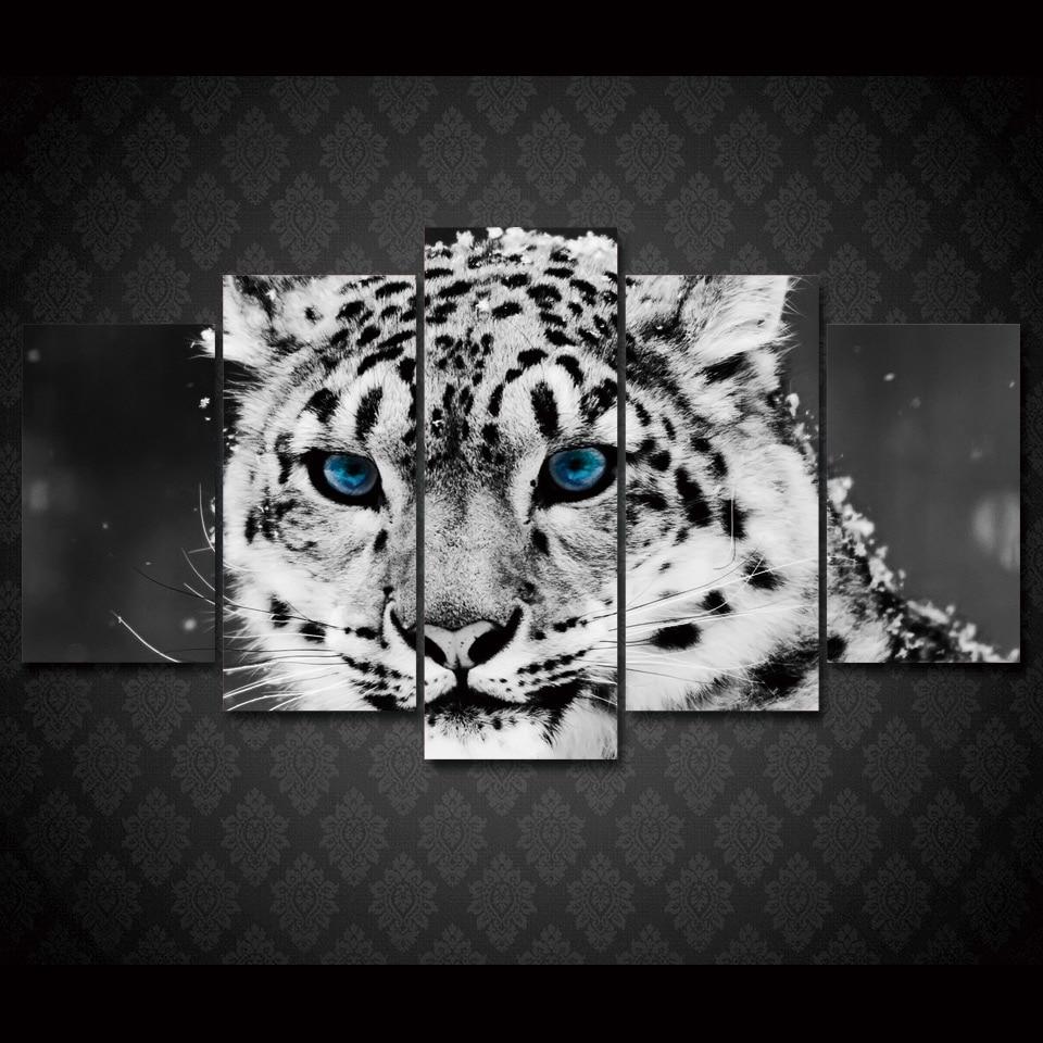 Black And White Lion With Blue Eyes – Animal Canvas Wall Art