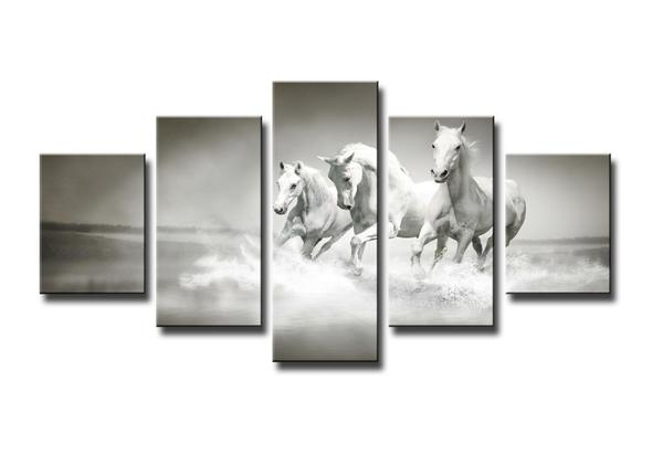 Black And White Print Of Horses – Animal Canvas Wall Art