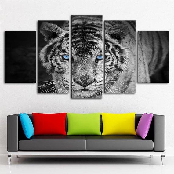 Black And White Tiger 5 – Animal Canvas Wall Art
