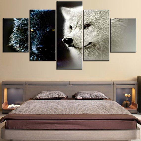 Black And White Wolf 3 -Animal Canvas Wall Art