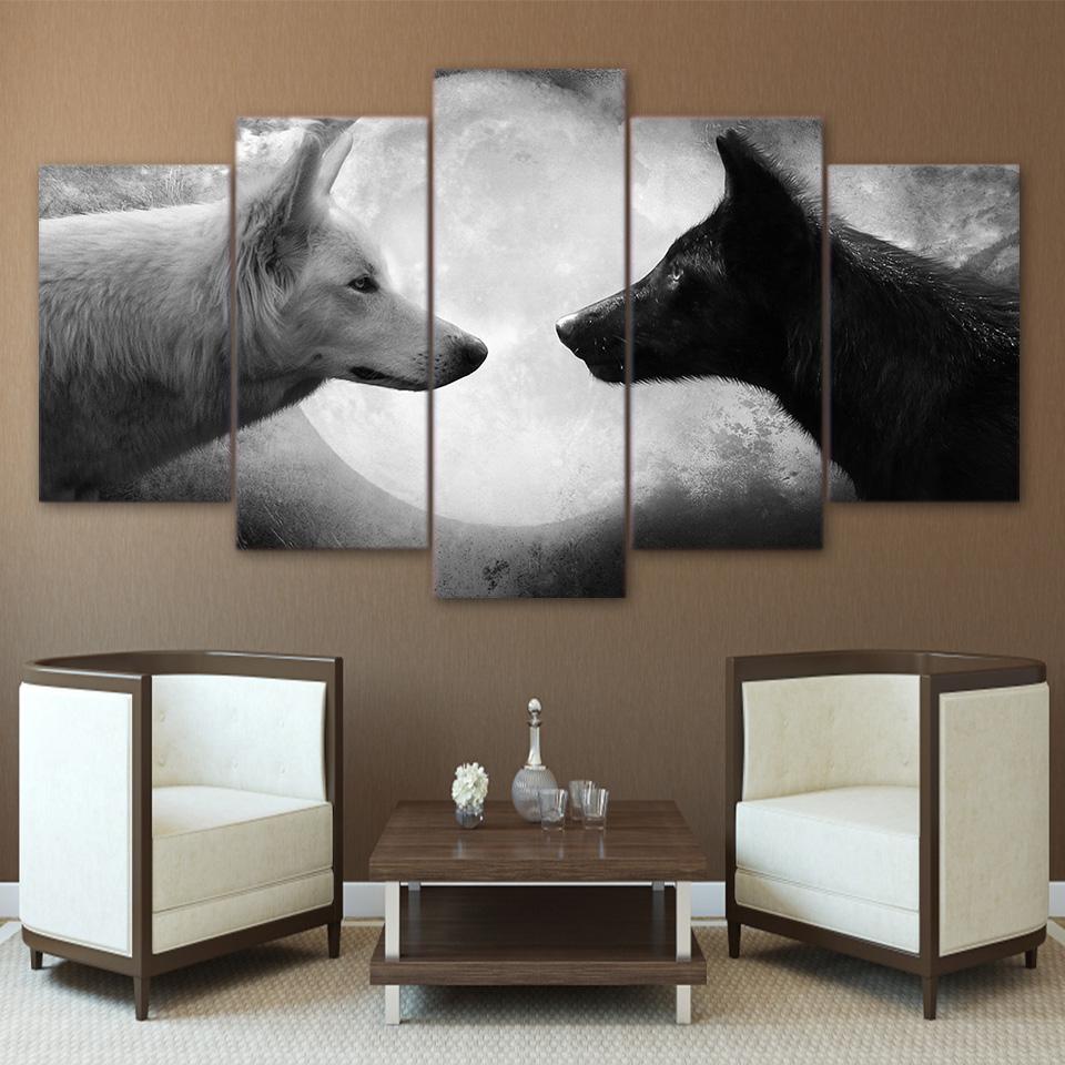 Black And White Wolves – Animal Canvas Wall Art