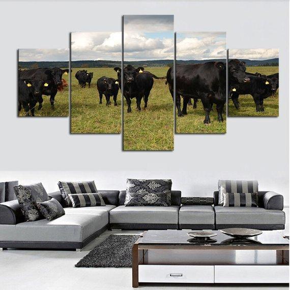 Black Angus Cow Farm – Animal Canvas Wall Art