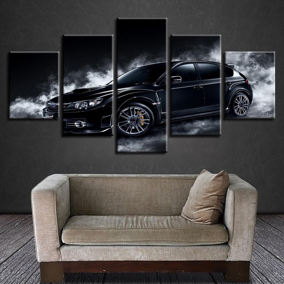 Black Car Psychedelic White Smoke – Automative Canvas Wall Art