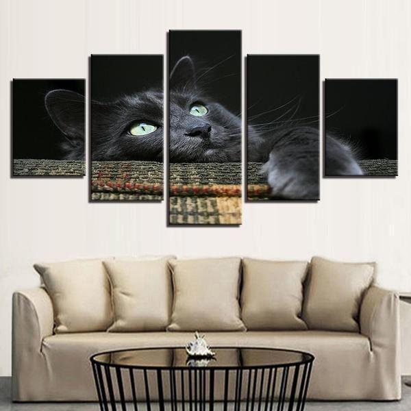 Black Cat Midnight Eyes – Animal Canvas Wall Art