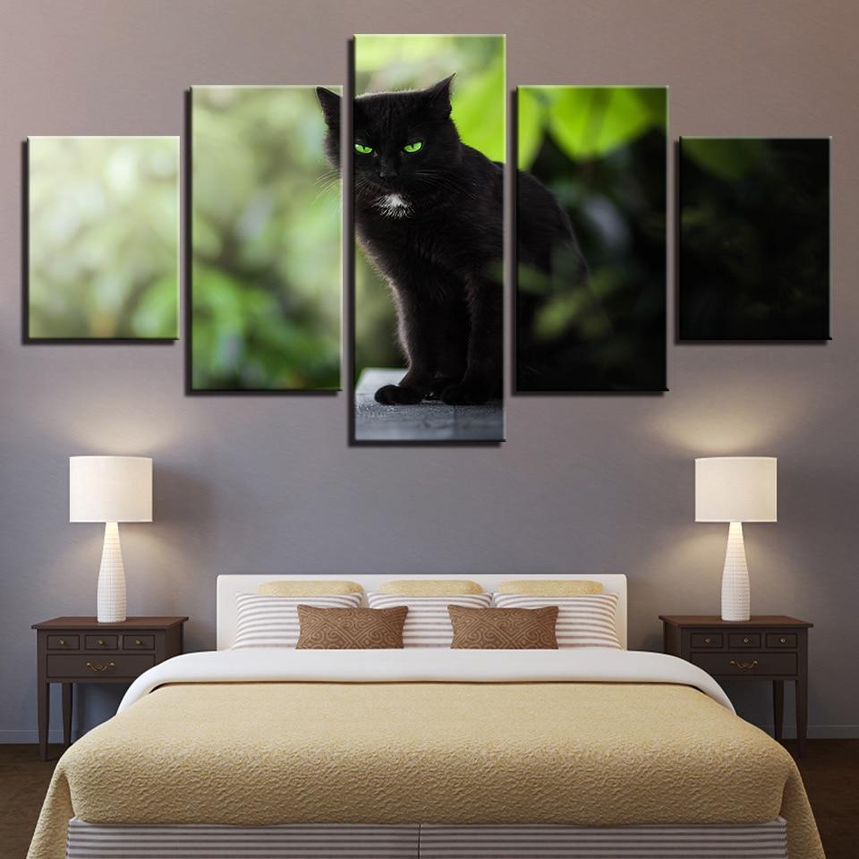 Black Cats Green Eyes – Animal Canvas Wall Art