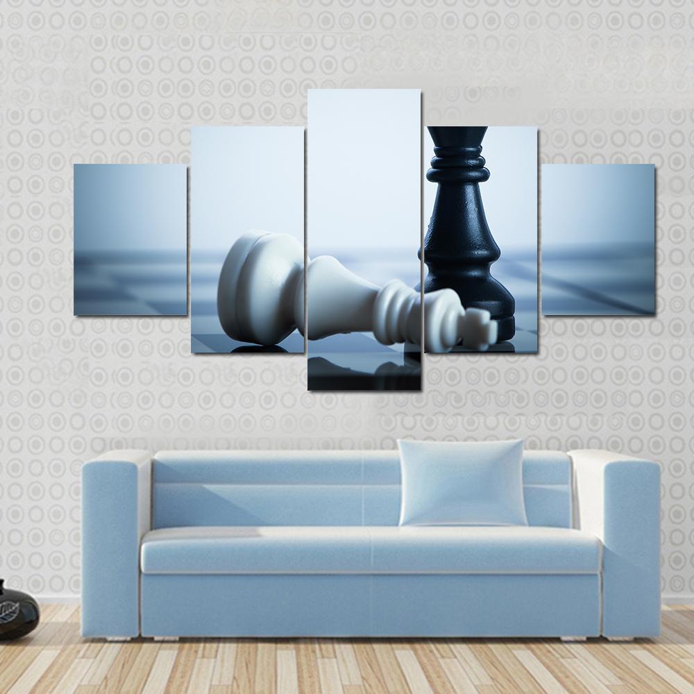 Black Chess Defeats White King – Gaming Canvas Wall Art