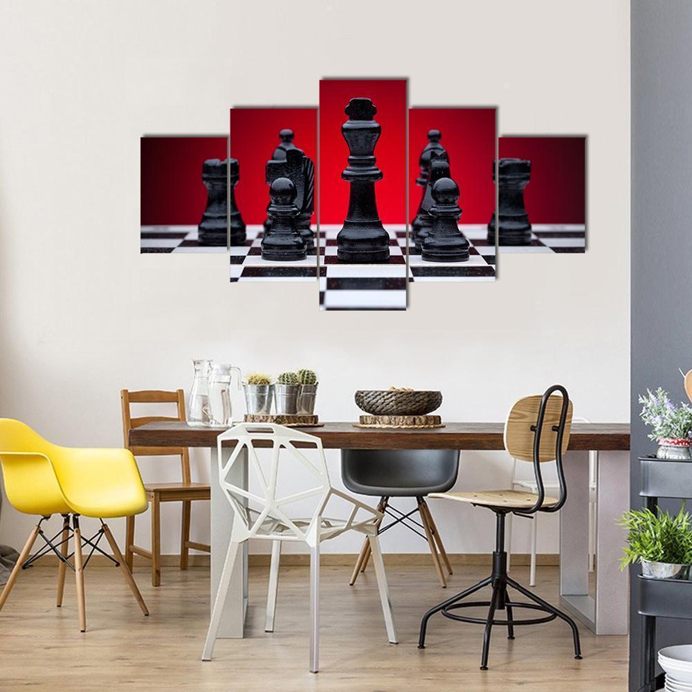 Black Chess Pieces – Gaming Canvas Wall Art