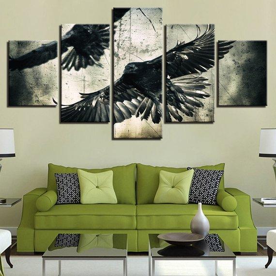 Black Eagle Animal Dark Flying Wings Vintage – Animal Canvas Wall Art