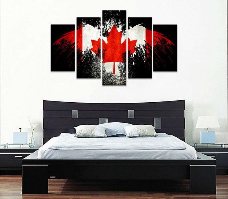 Black Eagle Canadian Flag With Maple Leaf – Abstract Canvas Wall Art