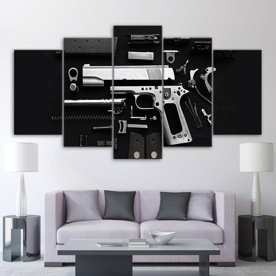 Black Handgun Weapon – Army Canvas Wall Art