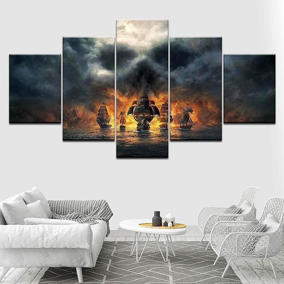 Black Pearl Of Pirates Of The Caribbean Disney Canvas Wall Art