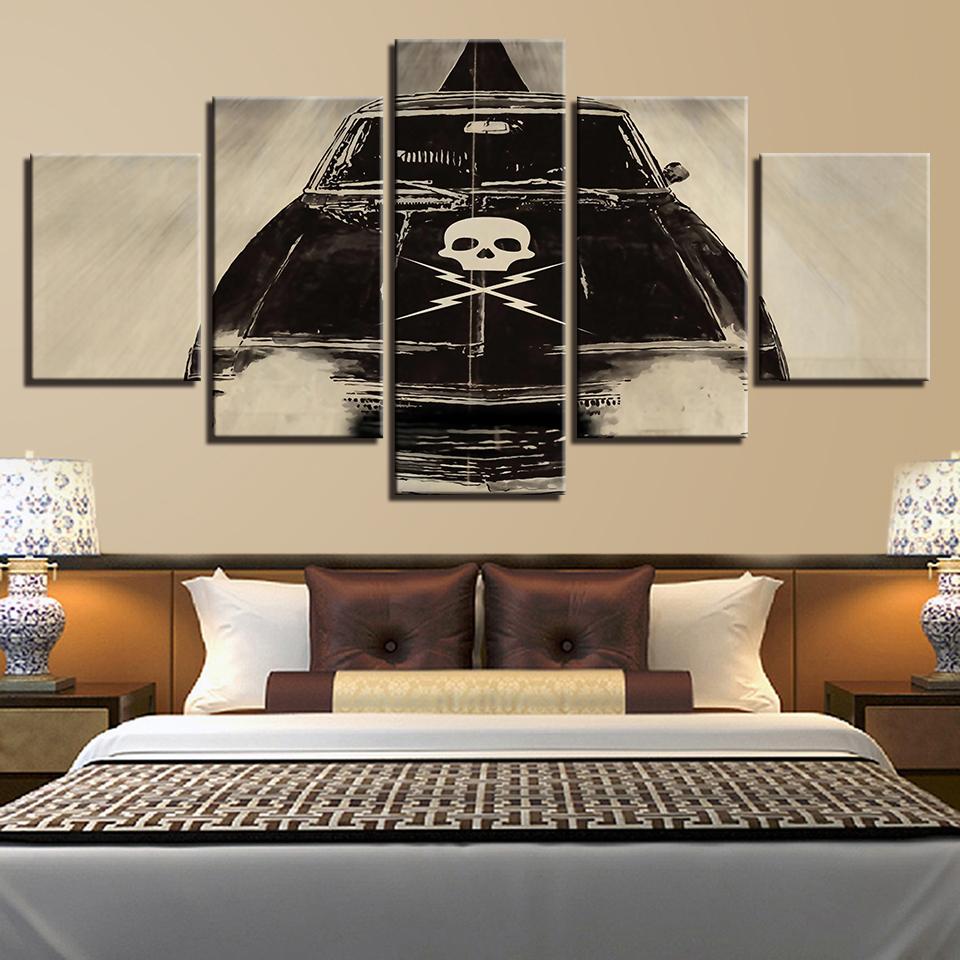 Black Skull Car – Automative Canvas Wall Art