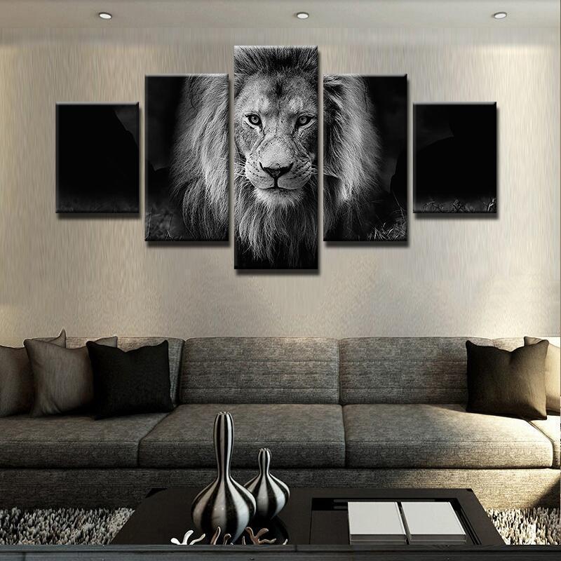 Black-White Lion King Animal – Canvas Wall Art