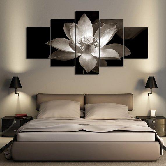 Black &Amp; White Lotus 02 – Nature Canvas Wall Art