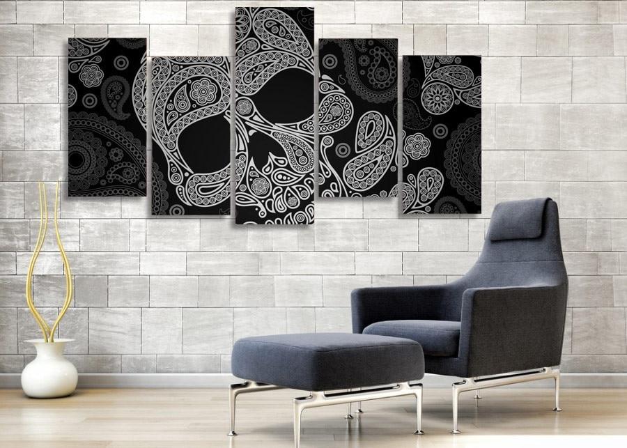 Black White Skull Skeleton – Abstract Canvas Wall Art