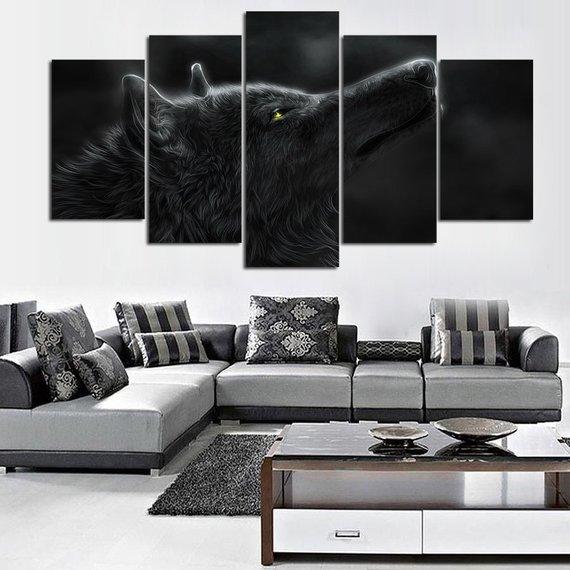Black Wolf Into The Night – Animal Canvas Wall Art