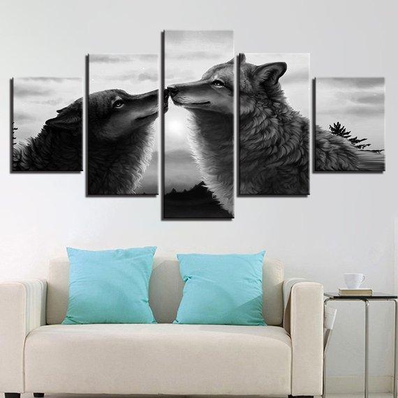 Black Wolves Love – Animal Canvas Wall Art